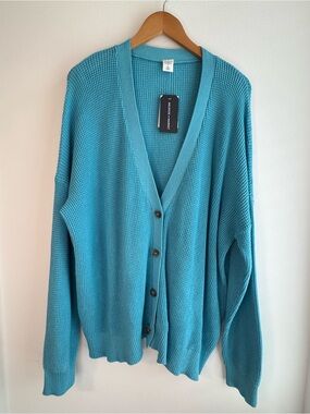 Melrose and Market Blue Mist Cotton Knit Cardigan Sweater 2X